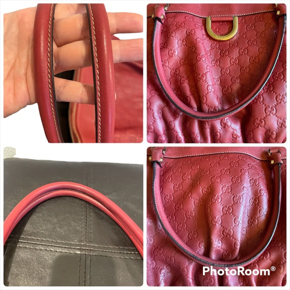 Authentic Gucci GG D Ring Abbey Calf Leather Bag in Red - Picture 7 of 12